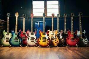 Drums guitars colors. Generate Ai photo