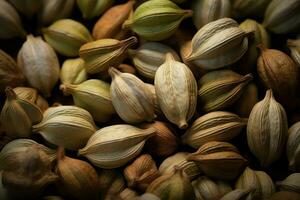 Flavorful Dry cardamom seeds. Generate Ai photo