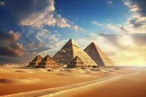 Egyptian pyramids temple. Generate Ai photo