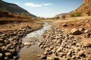 Inhospitable Dry dirt river climate. Generate Ai photo