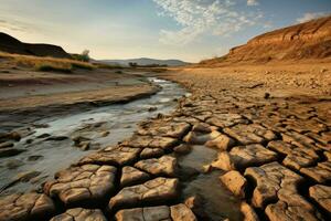 Arid Dry dirt river climate. Generate Ai photo