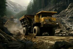 Versatile Dumper truck in career. Generate Ai photo