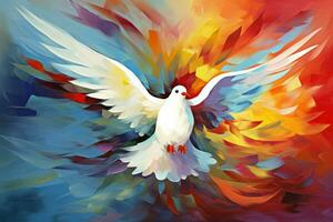 Inspiring Dove holy spirit fly. Generate Ai photo