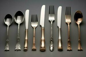 Polished Dining utensils. Generate Ai photo