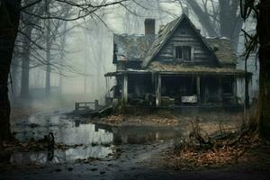 Abandoned house. Generate Ai photo