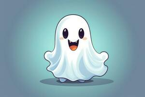 Spooky Smiling 3d cartoon ghost. Generate Ai photo