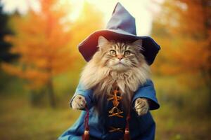 Cute wizard cat. Generate Ai photo