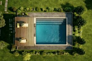 House with swimming pool home. Generate Ai photo