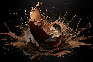 Delicious Cocoa chocolate splash. Generate Ai photo