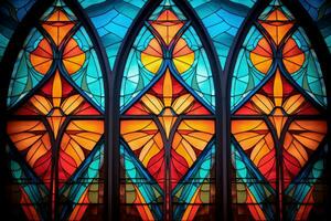 Exquisite Colorful church window. Generate Ai photo