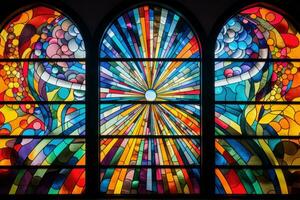 Colorful church window. Generate Ai photo