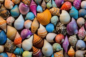 Vibrant Colorful seashell. Generate Ai photo
