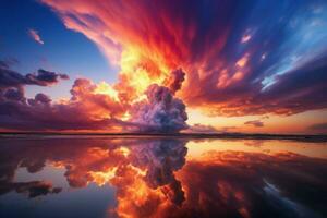 Breathtaking Cloud sunset explosion. Generate Ai photo