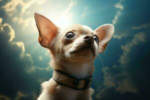 Chihuahua looking up. Generate Ai photo