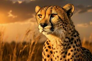 Wild cheetah animal nature. Generate Ai photo