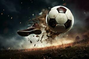Skilled Soccer ball kick player. Generate Ai photo