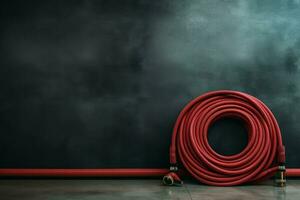 Essential Red fire hose mockup. Generate Ai photo