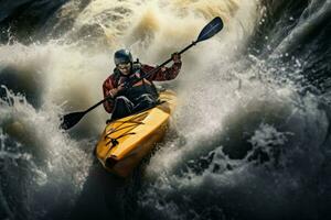 Adventurous Extreme kayaking rocks. Generate Ai photo