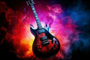 Electrifying Electric guitar background. Generate Ai photo