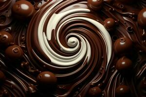 Luscious Decadent dark chocolate swirl. Generate Ai photo