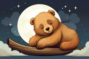 Animistic Cute cartoon brown bear. Generate Ai photo