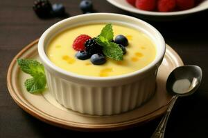 Sweet Creamy custard pudding. Generate AI photo