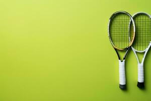 Twin-like Crossed tennis rackets. Generate Ai photo