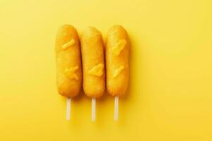 Colorful Corn dog banner. Generate Ai photo