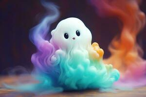 Adorable Colorful cute ghost. Generate Ai photo