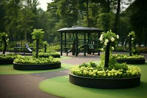 Flowers plants fitness area community. Generate Ai photo