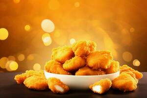 Chicken nuggets banner. Generate Ai photo