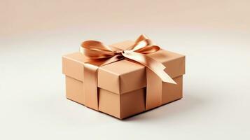 Beige Gift Box. Gift box on white background studio shot soft light. photo