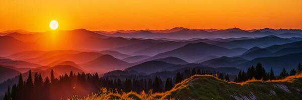 Mountain landscape at sunset. AI generated photo