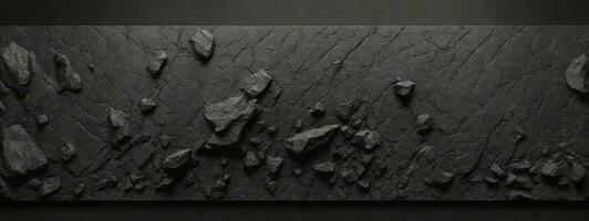 Black anthracite stone concrete texture background panorama banner long. AI generated photo