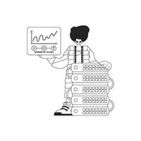 Man and cloud storage server for Internet of Things in linear style vector