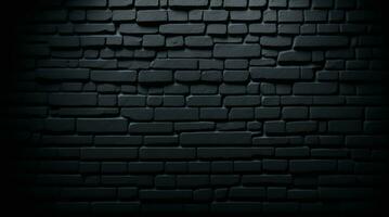 negro ladrillo muro, oscuro antecedentes para diseño. ai generado foto