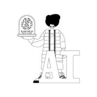 He's gripping a machine learning in his palms, manmade design vector