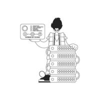 Man and cloud storage server for IoT vector linear style