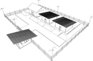 Ilustración 3D del proyecto de construcción vector