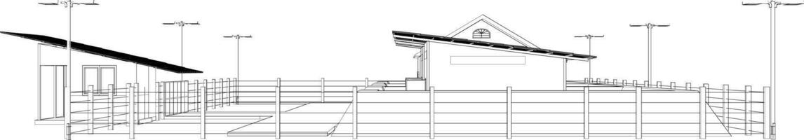 Ilustración 3D del proyecto de construcción vector