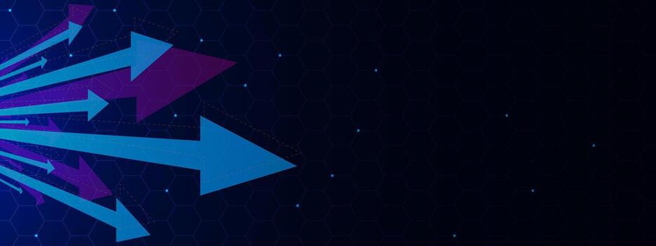 digital tecnología concepto con flecha y hexágonos modelo. grande datos visualización. inalámbrico datos transmisión y alto velocidad Internet conexión antecedentes. vector ilustración.