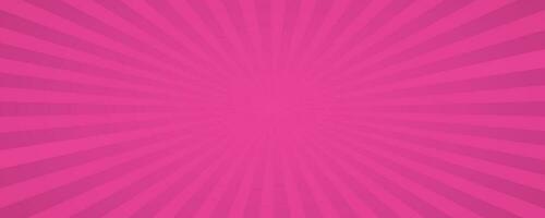 Sunburst pink background. Cartoon radial light backdrop. Retro comic pattern with rays and stripes. Vector wallpaper