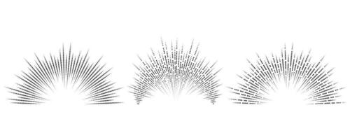 Semicircle sound wave. Audio music equalizer. Round circular icons set. Spectrum radial pattern and frequency frame. Vector design