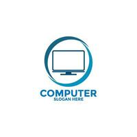 Computer logo template. Computer repair logo , Software development vector design. Desktop service logotype