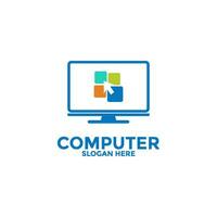 Computer logo template. Computer repair logo , Software development vector design. Desktop service logotype