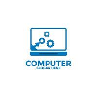 Computer logo template. Computer repair logo , Software development vector design. Desktop service logotype