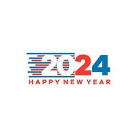 Happy new year 2024 with a colored red blue stripe. 2024 design vector illustration