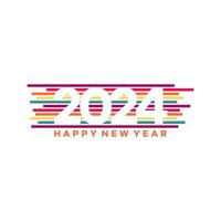 Happy new year 2024 with a colored stripe. 2024 design vector illustration
