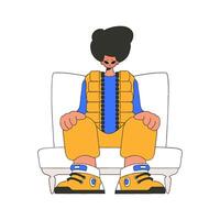 un hombre se sienta en un silla personaje de moda estilo. vector