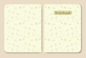 Cover page design for notebook in minimalist style. Heavenly elements beige illustration. vector